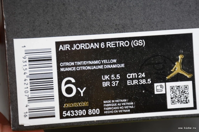 Chep Onekick (GS) Yellow Jordan 6 543390-800 Air Floral Retro Dynamic 0805